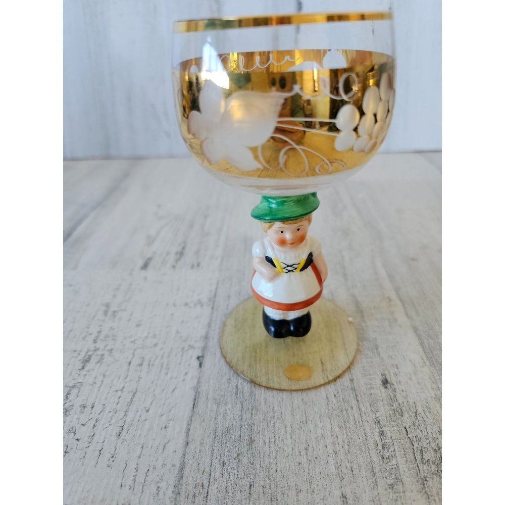 Goebel girl goblet Gretal glass‎ vintage Hummel Germany